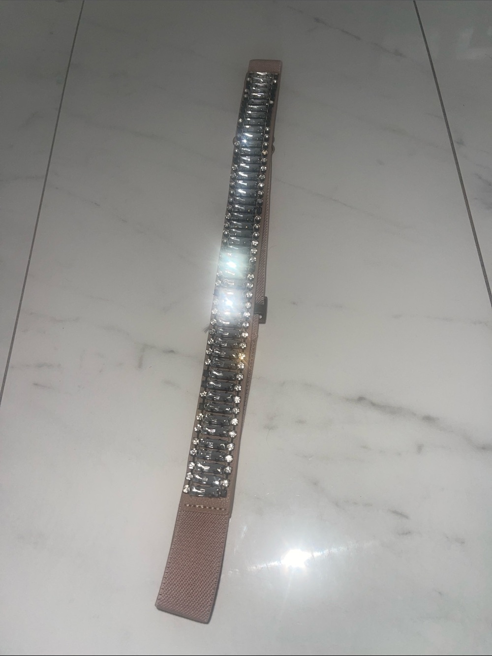 BCBGMaxAzria Blush Knit and Patent Trim Belt
